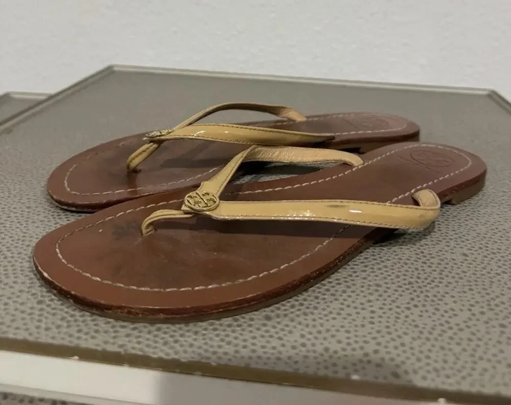 Tory Burch Terra Sandals Light Honey Color Leather Women Size 7.5 M